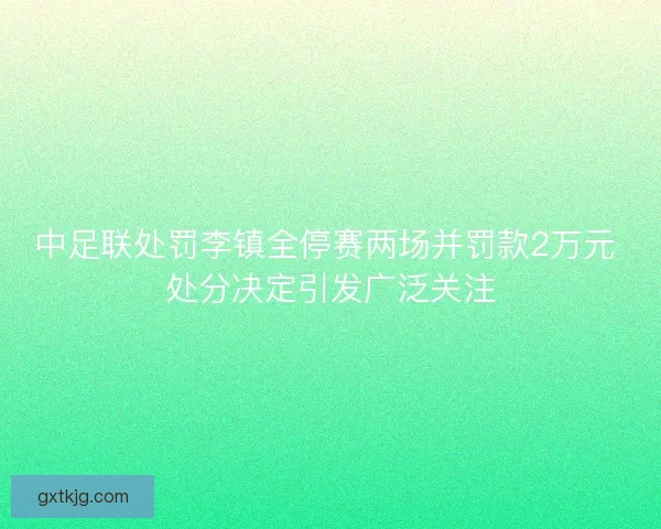 中足联处罚李镇全停赛两场并罚款2万元 处分决定引发广泛关注