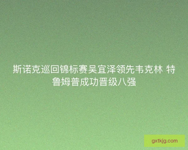 斯诺克巡回锦标赛吴宜泽领先韦克林 特鲁姆普成功晋级八强